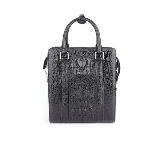 Men's Genuine Crocodile Skin Leather Top Handle Cross Body Password lock Briefcase Bag