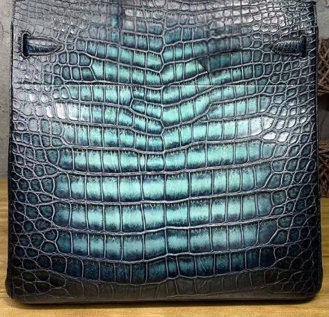 Preorder Genuine Crocodile Skin Leather 40cm Oversized Padlock Business Handbags Office Bags Vintage Color