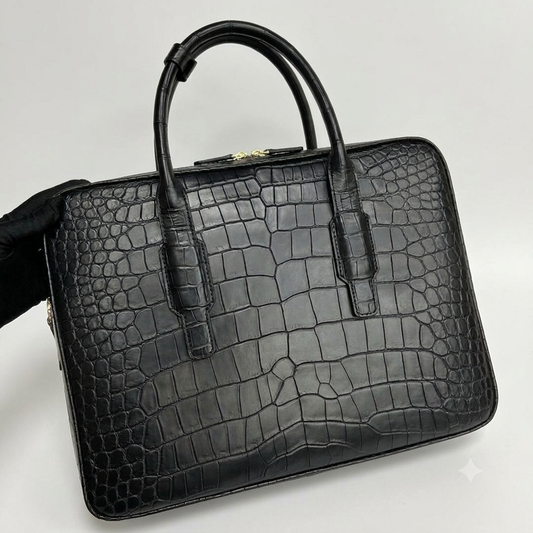 Men's Crocodile Briefcase Business Document Bags Black
