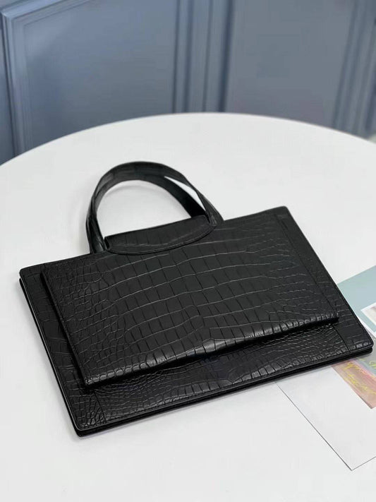 Genuine Crocodile Skin Leather Briefcase Matt