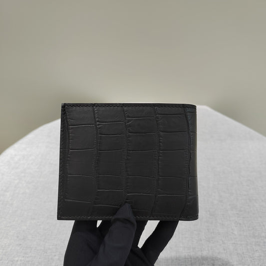 Preorder Crocodile Leather Small Bifold Wallet With Chain Loop