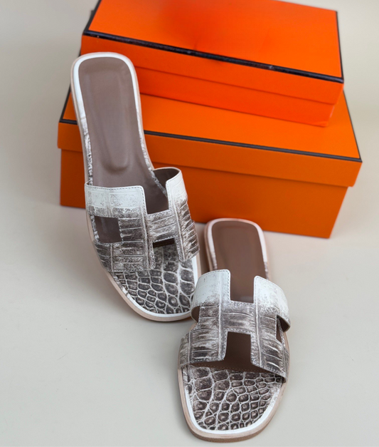 Crocodile Slippers Women's Crocodile Leather Flat Slippers