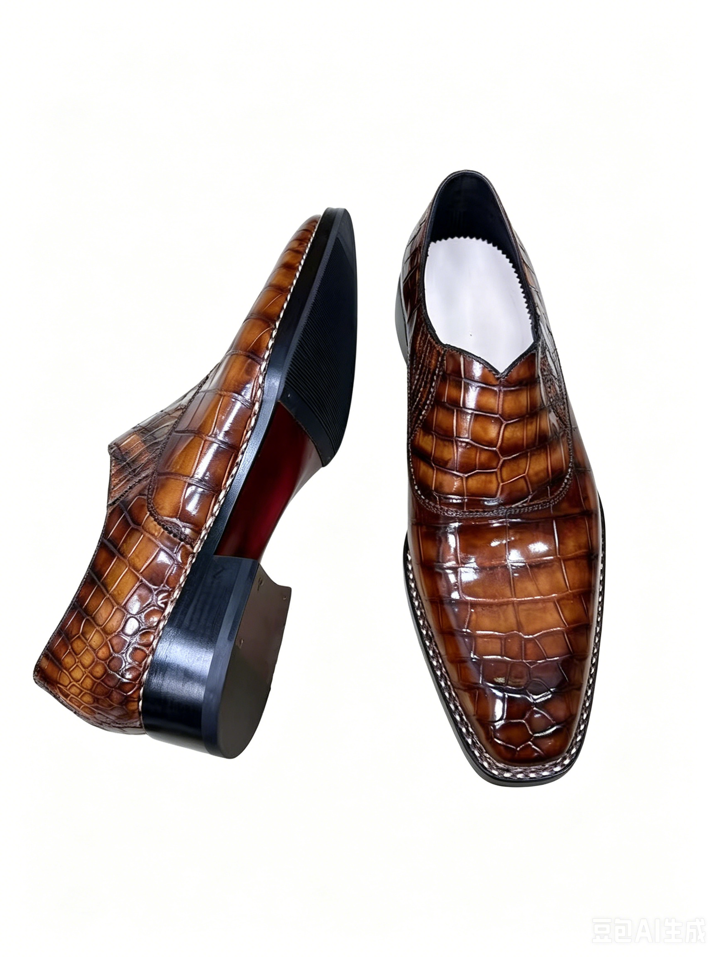 Crocodile Shoes, Men's Vintage Brown Crocodile Leather Loafer Slip-On Shoes