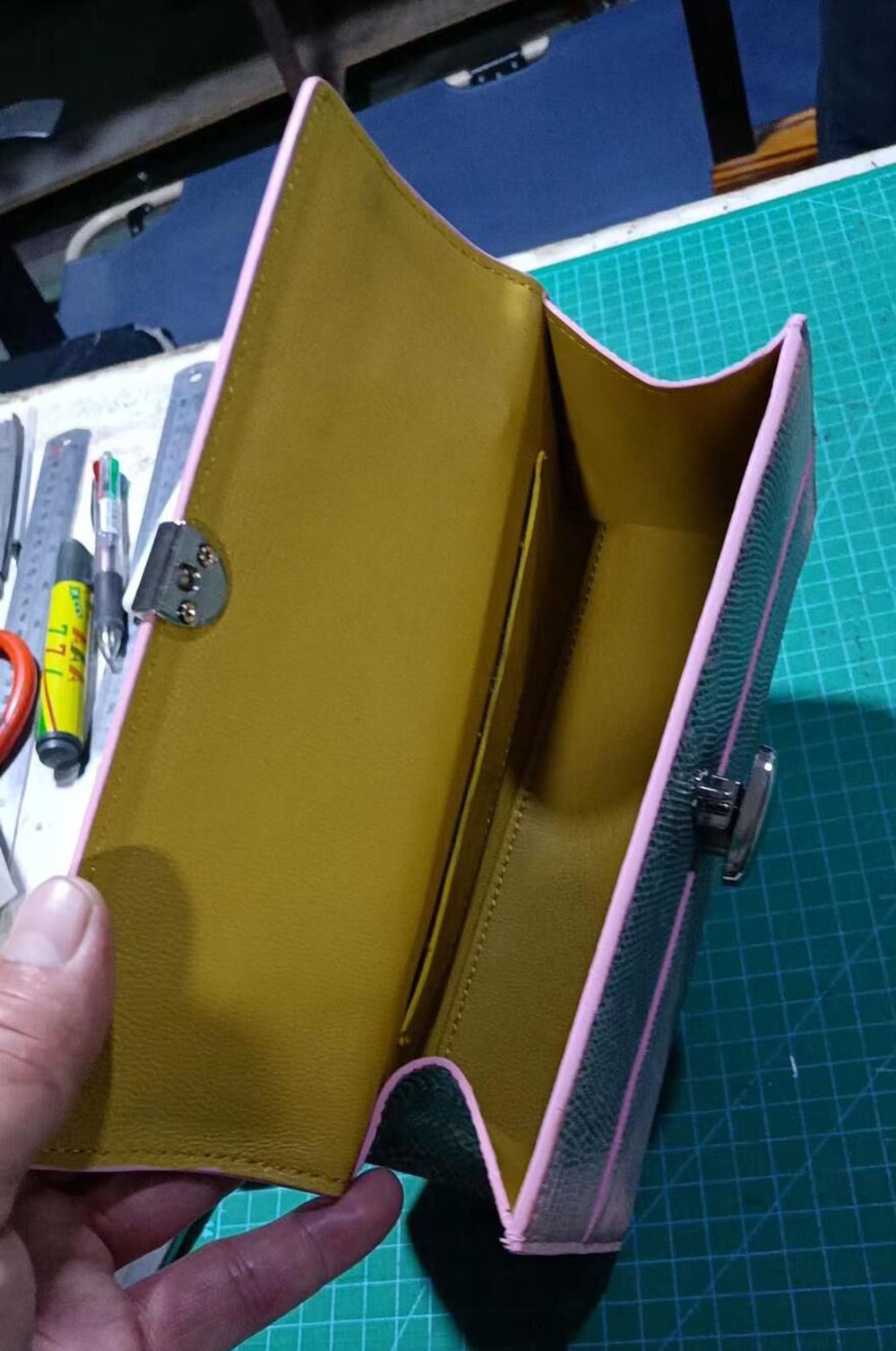 Preorder Lizard Leather Small Pochette Bag Grey