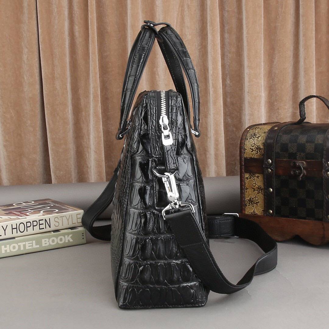 Men's Crocodile Skin Leather Briefcase Business Large Document Bags