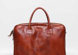 Vegetable Tanning Leather Large Briefcase,Business Laptop Handle Bag