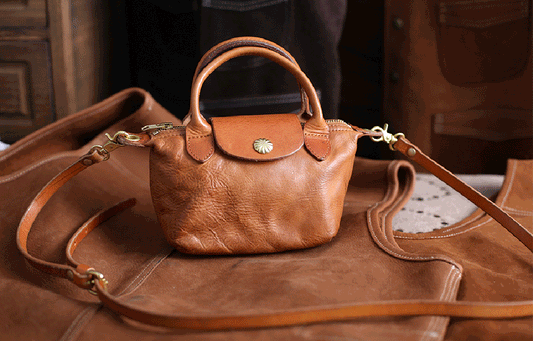 Womens Vintage Horse Skin Leather Small Top Handle Cross Body Shoulder Bag