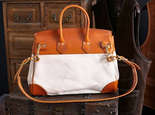 Preorder Womens Genuine Crocodile Skin Leather Top Handle Canvas Bag Large