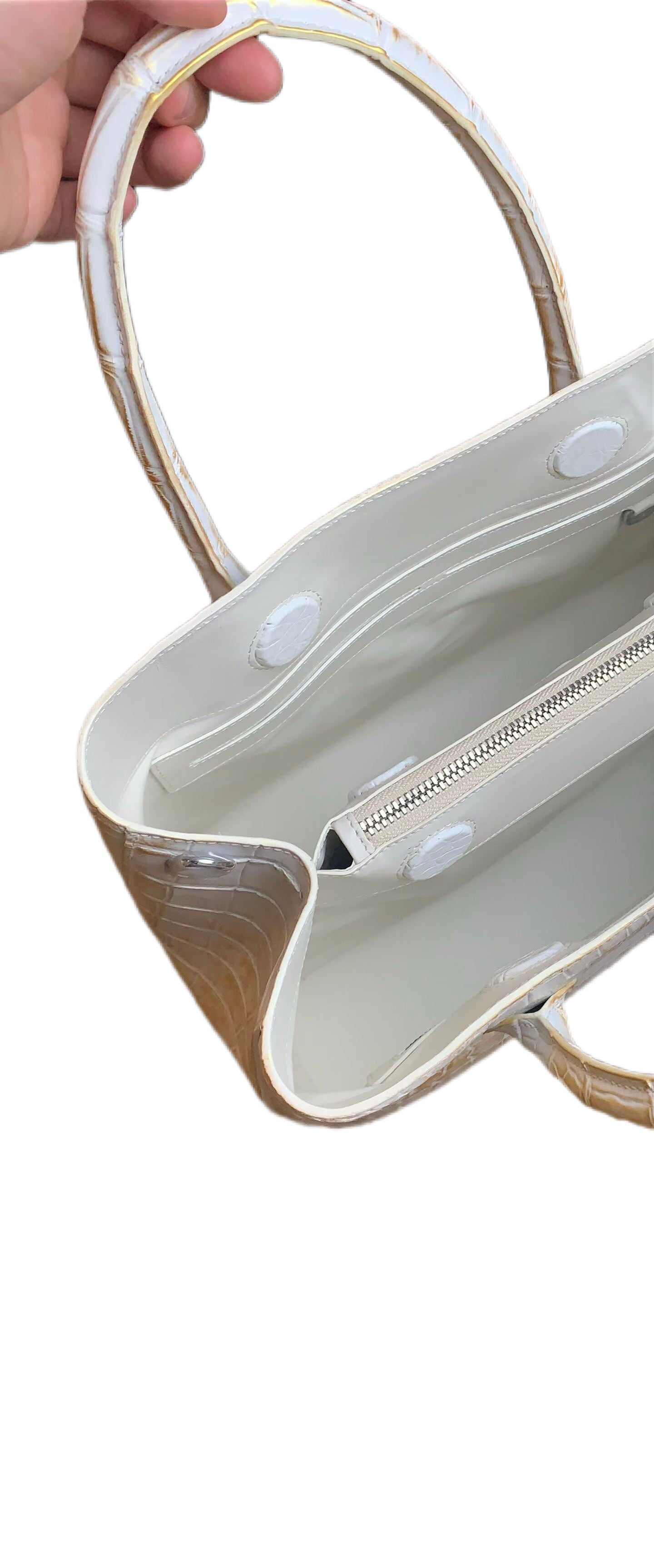 Túi xách đeo chéo mini có quai cầm cho nữ, da cá sấu thật