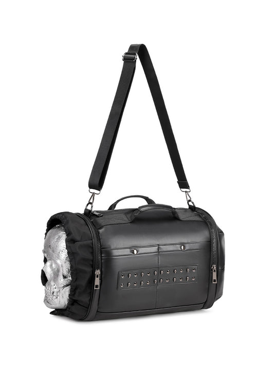 3D Duffel Bag 3D PU Leather Large Studded Skull Travel Duffel Shoulder Bag