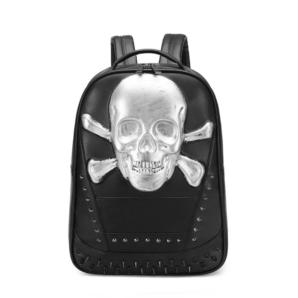 Zaino teschio 3D, teschio pirata sorridente 3D con ossa incrociate