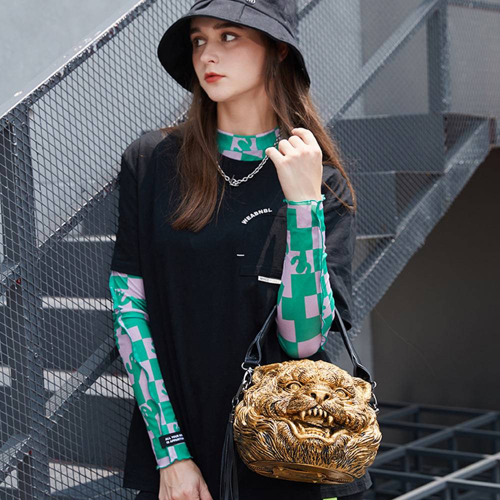 3D Backpack, Fashion 3D Happy Small Tiger Head SquareBag, Cross Body Handle Shoulder Bag