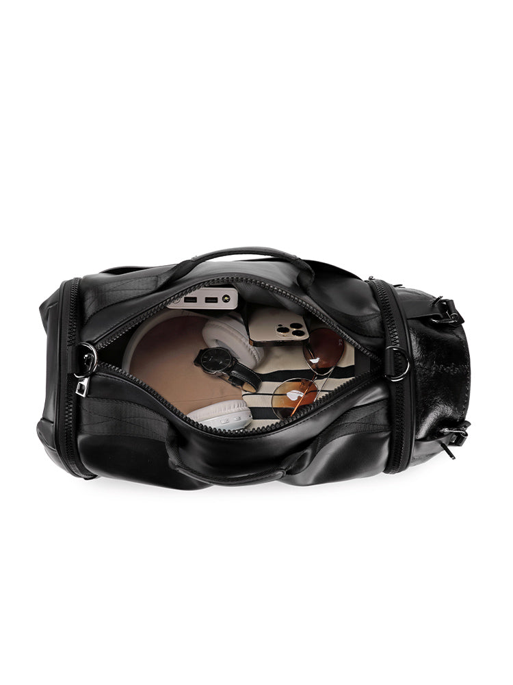 3D Shoulder Bag 3D PU Leather Large Studded Skull Travel Duffel Shoulder Bag