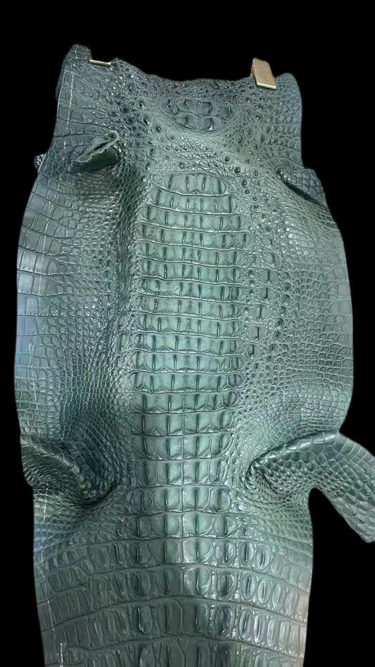 Preorder Crocodile Skin Belly Leather Trifold Wallet Clutches For Men Vintage Green