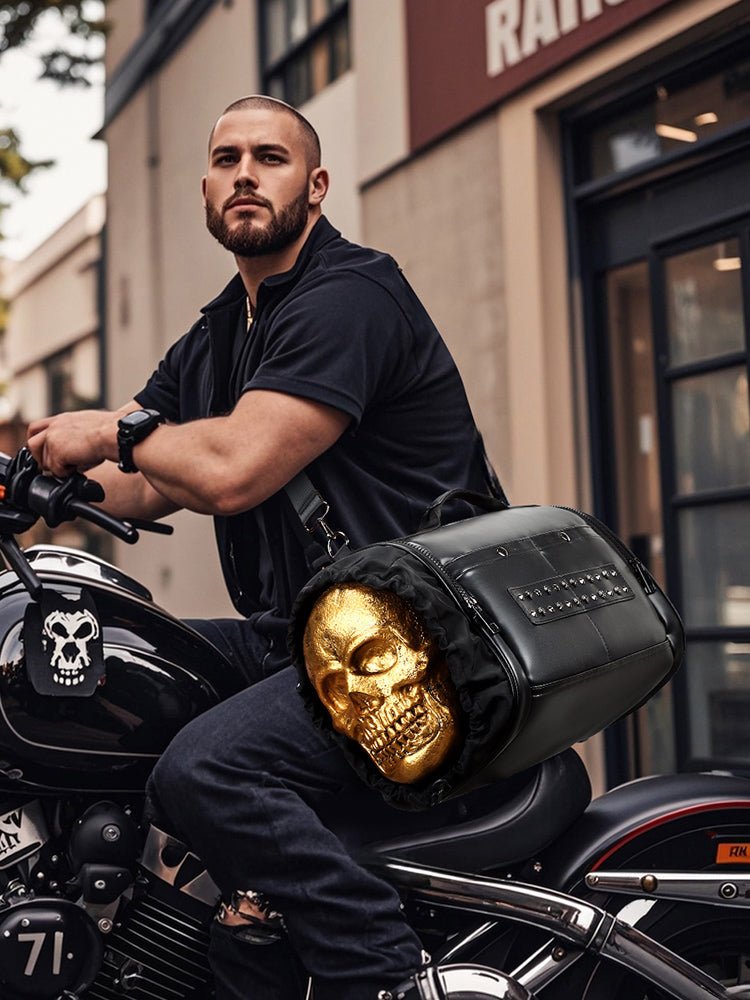 3D Duffel Bag with Skull Design - Large PU Leather | Rossie Viren