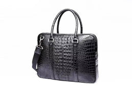 Black Travel Lap top Briefcase Genuine Crocodile Leather