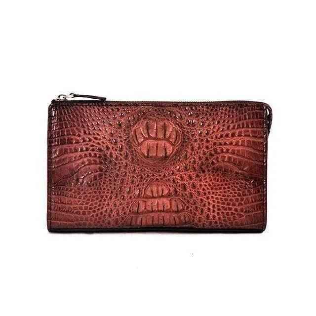 alt
Pochette da uomo con zip superiore in pelle marrone effetto pelle di coccodrillo