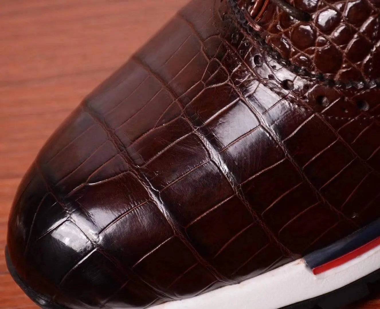 Preorder Casual Crocodile Shoes, Slip On Crocodile Sneakers Brown