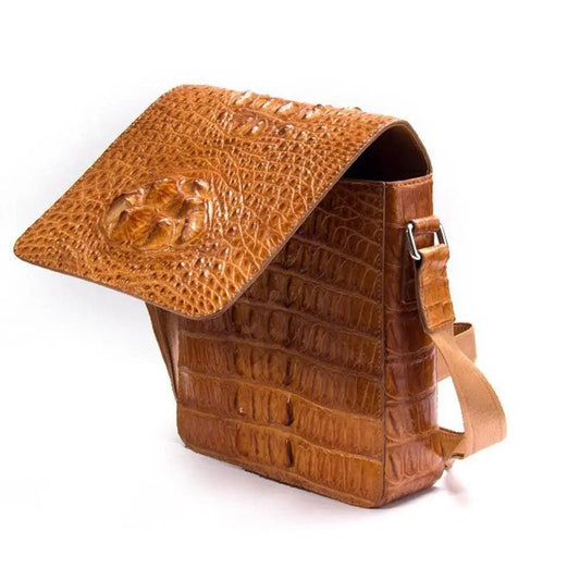 Crocodile Crossbody Bag for Men,Small Shoulder Bag Messenger Bag for Cell Phone,Neck Pouch Bag Passport Holder