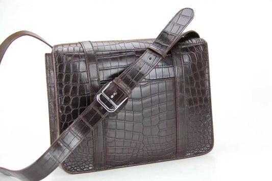 Crocodile Leather Messenger Postman Cross Body Messenger Bag