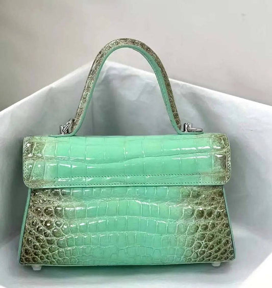 Crocodile Leather Top Handle Cross Body Bag Mini