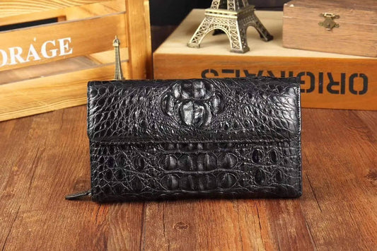 Crocodile Skin Leather Trifold Wallet For Men
