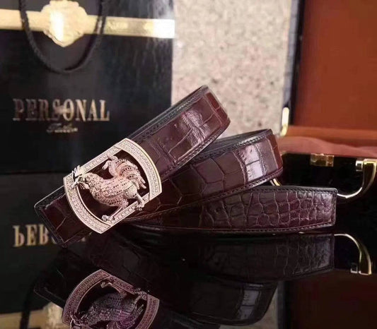 Crocodile Skin Rooster Belt With Diamond