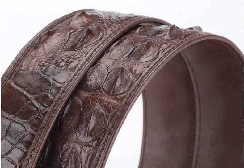 Cintura da vita in pelle di coccodrillo e pelle color osso senza fibbia
