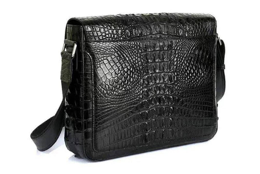 Crocodile Skin Leather Postman Bag, Expandable Messenger Bag,School Bag