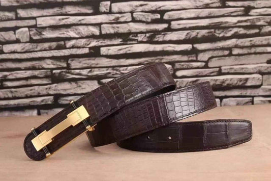 Crocodile Skin Single Row Backbone Belt For Mens Belt