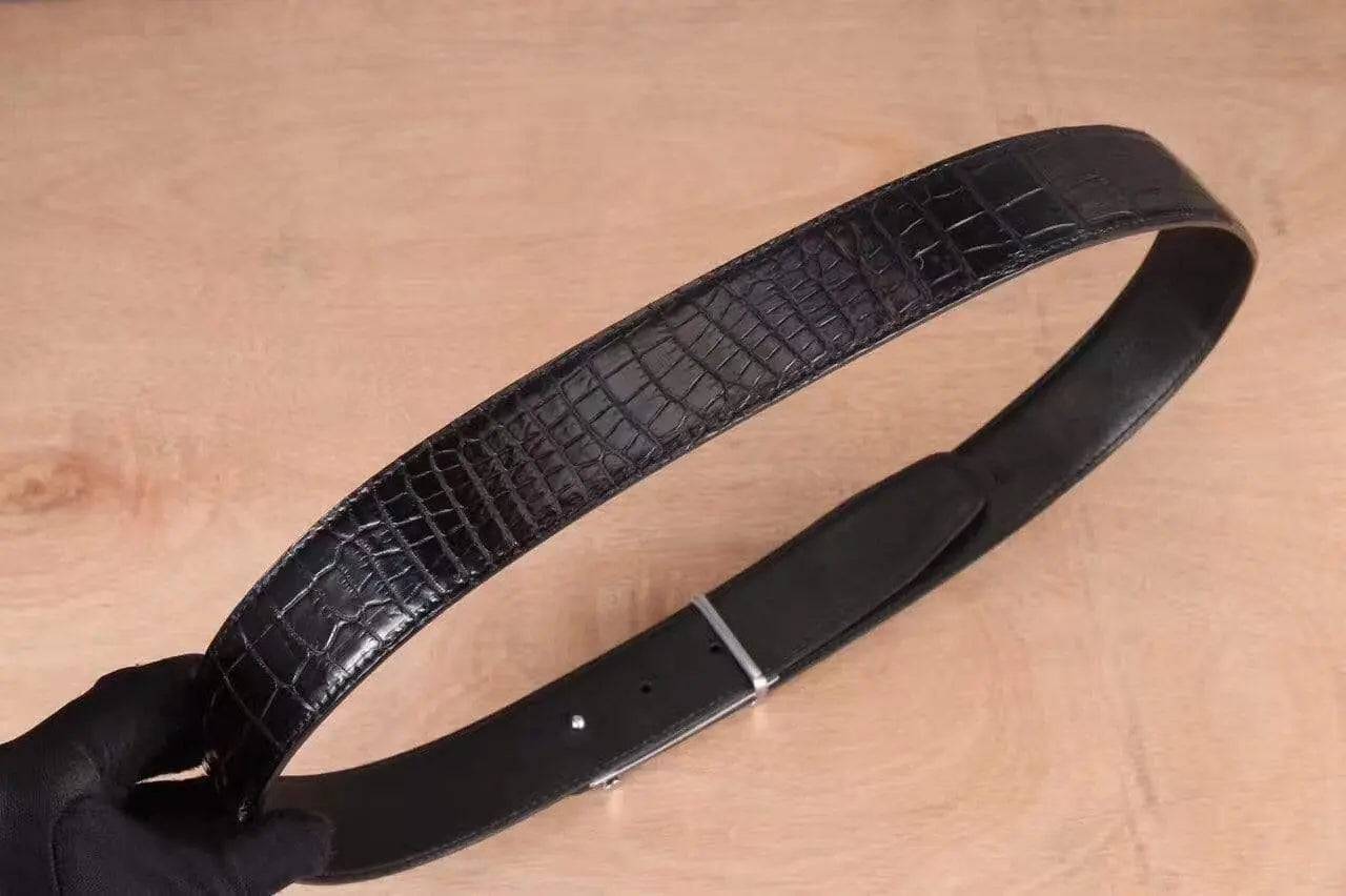 Crocodile Skin Single Row Backbone Belt For Mens Belt