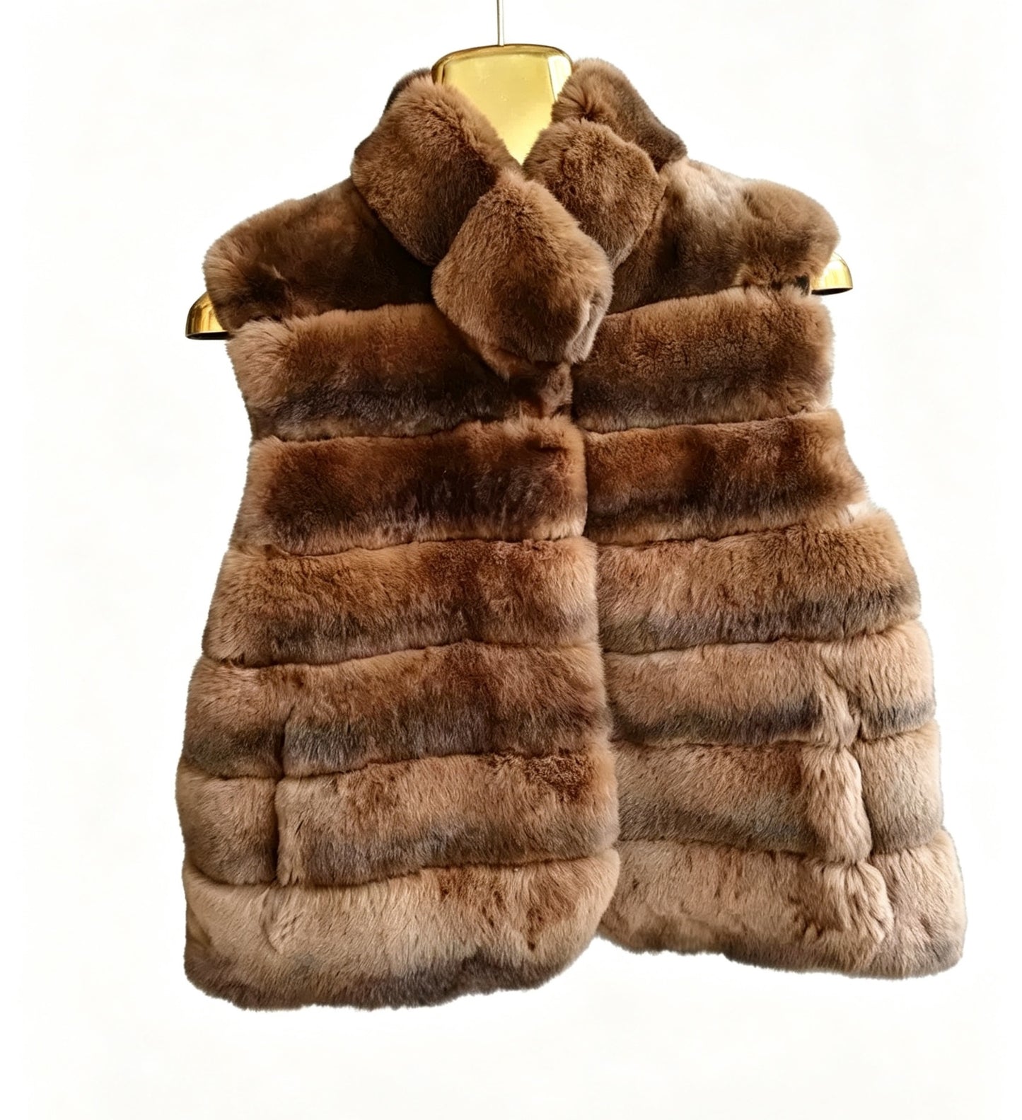 Unisex Chinchilla Dyed Rex Rabbit Fur Vest
