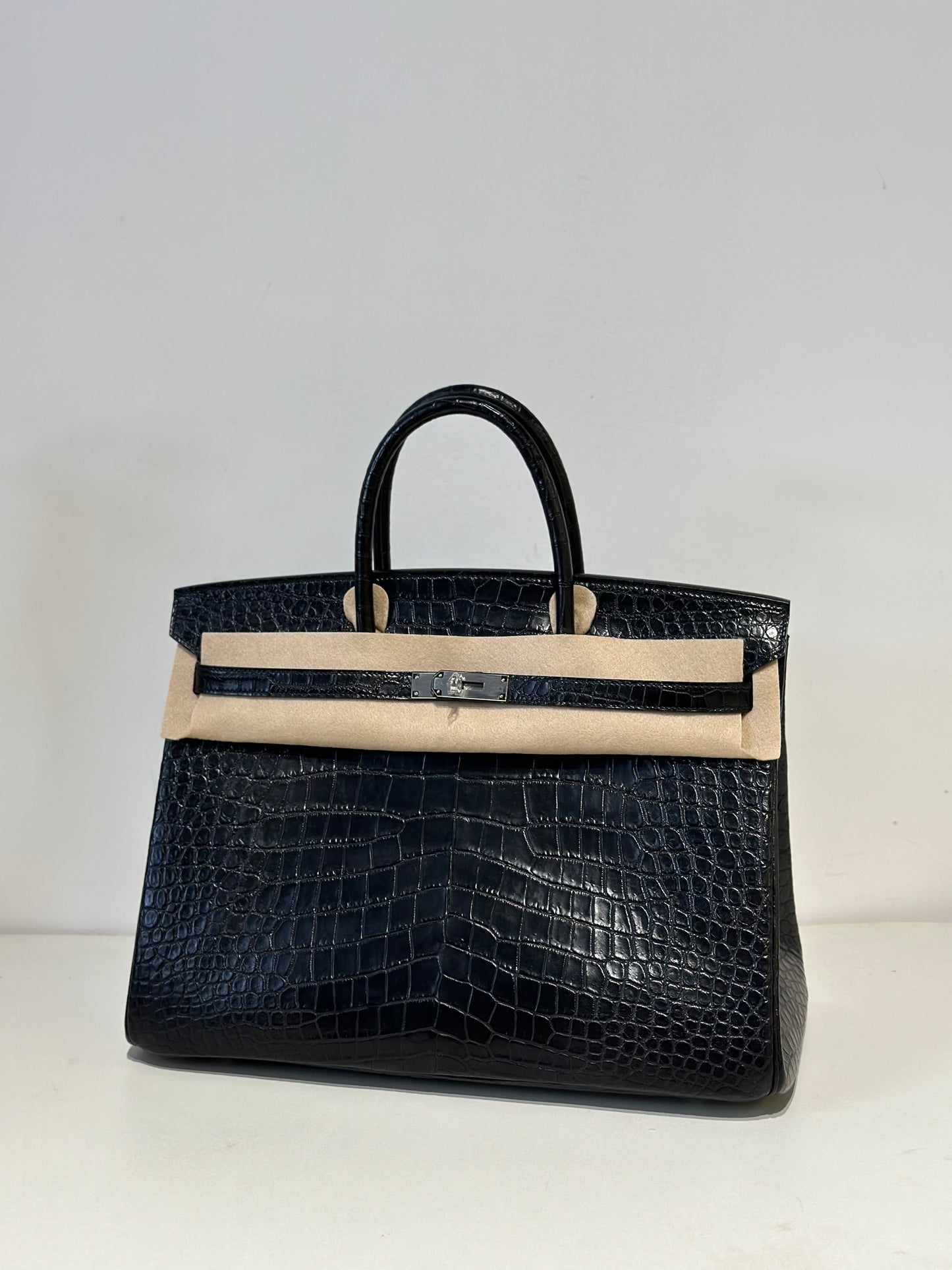Preorder Genuine Crocodile Skin Leather 40cm Oversized Padlock Business Handbags Office Bags