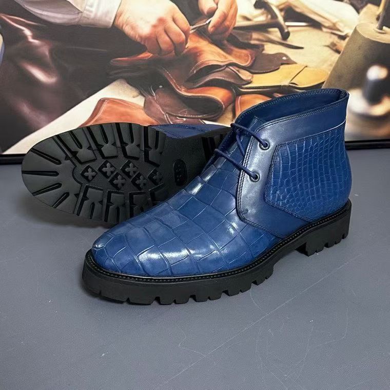 Crocodile Boots , Genuine Crocodile Leather Boots Blue