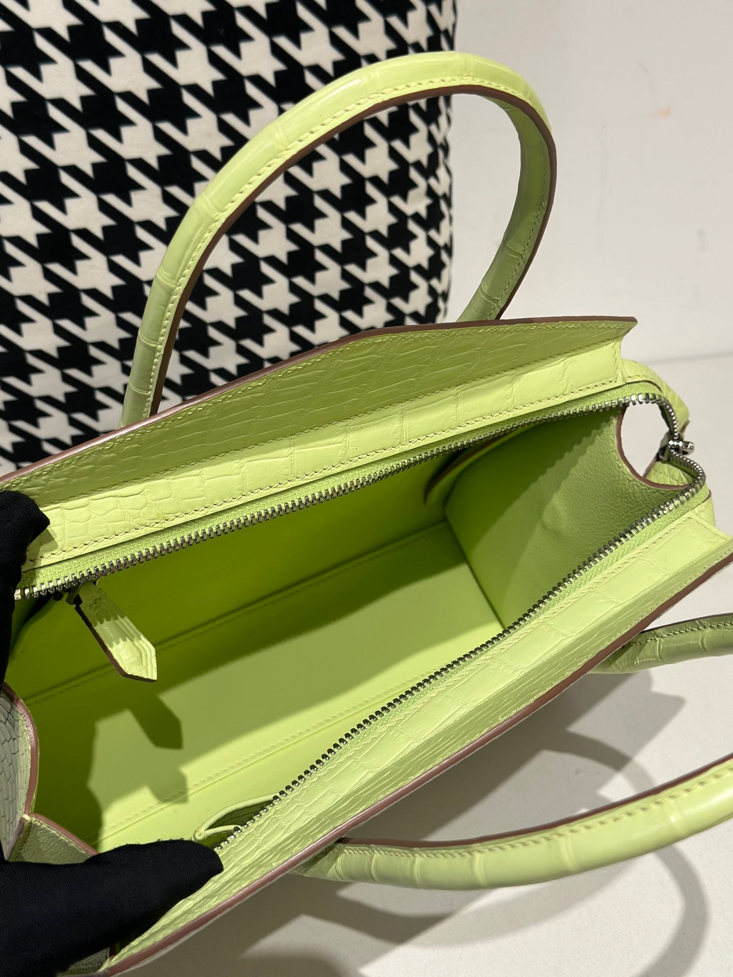 Crocodile Leather Top Handle Bag