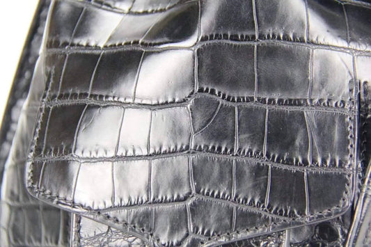 Genuine Crocodile Belly Leather Backpack Black