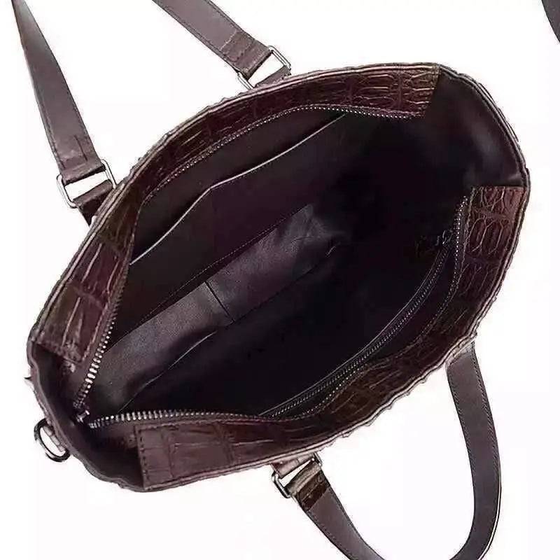 Genuine Borsa porta computer in vera pelle di coccodrillo per uomo