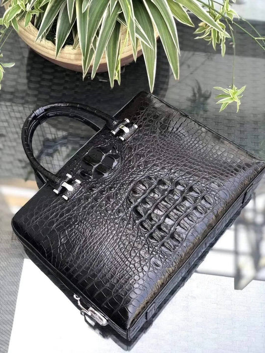 Genuine Crocodile Leather Password Lock Business Briefcase