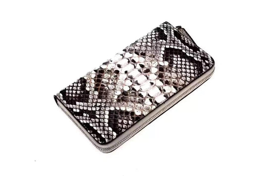 Genuine Python Leather Large Zip Around Wallet For Women