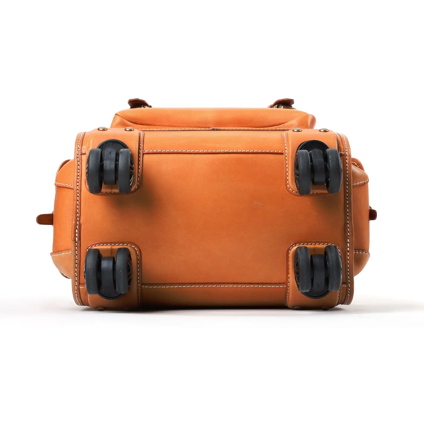 Genuine Vintage Vegetable Tanned Leather Check-In Carry On Business Rolling Bag Rotate Universal Wheel 23 Inch Leather Business Trolley Bag