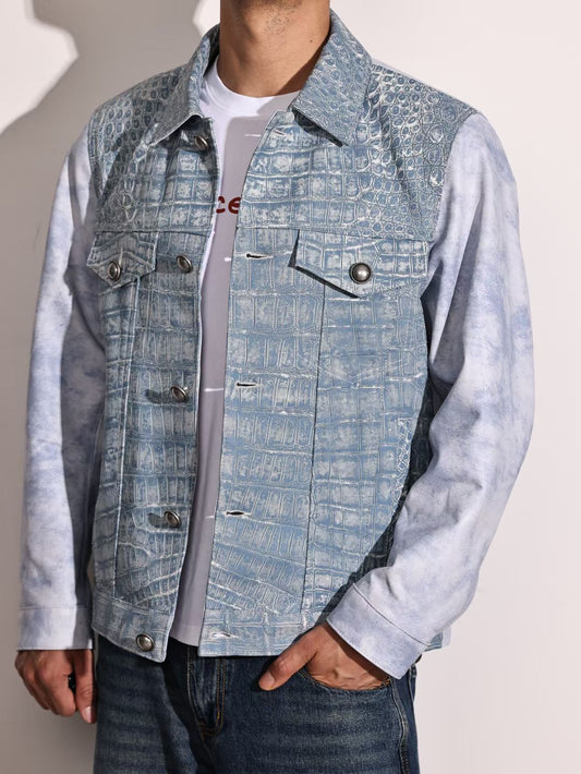 Giacche da uomo, giacca in pelle, giacche in pelle vintage grigie