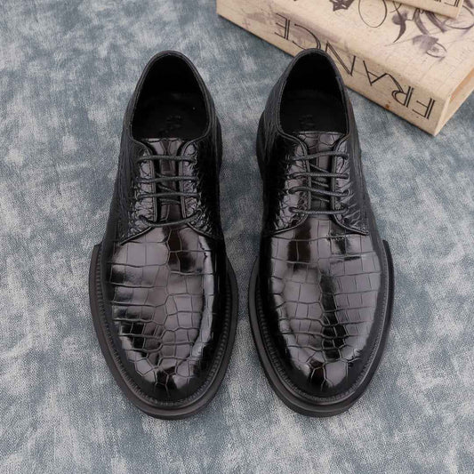 Crocodile Shoes Siamese Crocodile Belly Lace-Up Dress Shoes