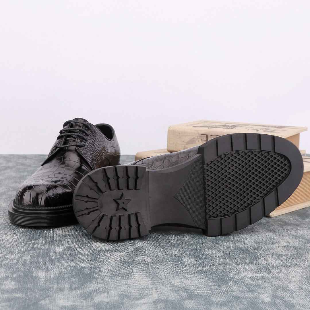 Crocodile Shoes Siamese Crocodile Belly Lace-Up Dress Shoes
