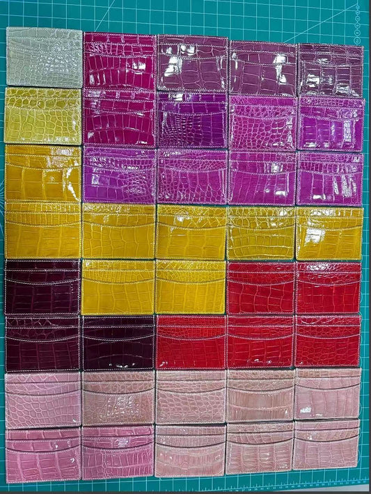Double Card Case High Shiny Genuine Crocodile Leather Flat Card Case