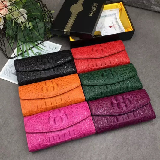Womens Crocodile Leather Envelope Evening Clutch Bag