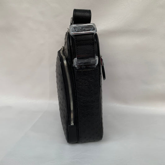 Men's Ostrich Skin Leather Cross Body Messenger Bag Large Volumn