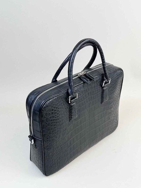 Men's Crocodile Briefcase Business Laptop Document Bags Black