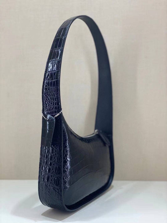 Crocodile Skin Leather Underarm Bag