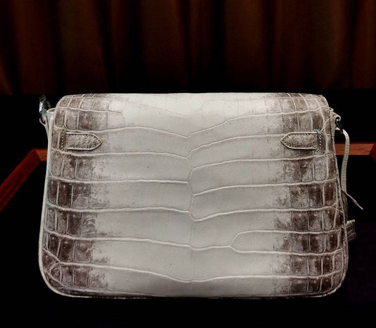 Unisex Crocodile Leather Padlock Messenger Cross Body Shoulder Bag Himalaya White