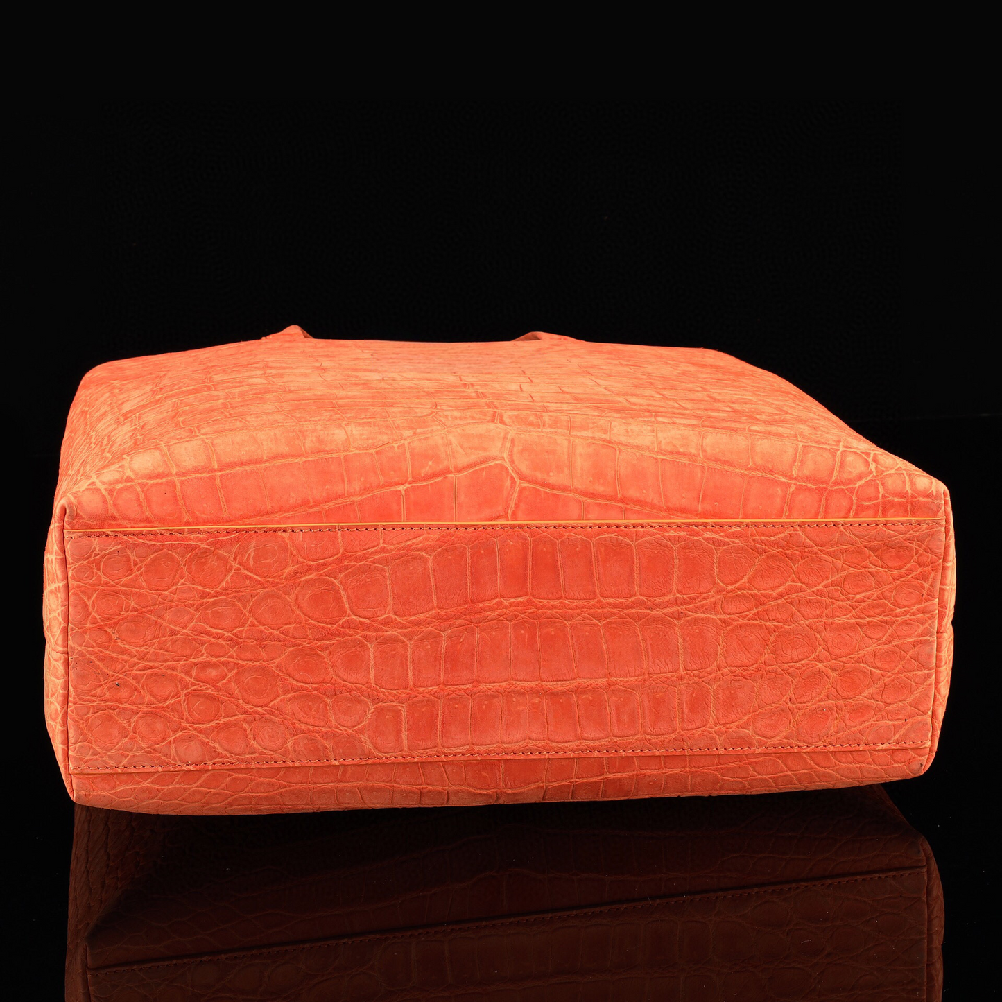 Unisex Nubuck Genuine Crocodile Skin Leather Large Shopper Hobo Tote Bags Orange